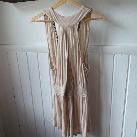 Free People Tunic Tank Top Womens Small Cream Megan Lace Embroidered Crochet - Picture 3 of 8